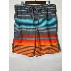 Ocean Pacific Men's Athleisure Swim Trunks Board Shorts Lined Striped Size L